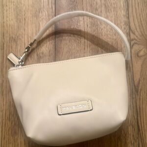 Halston Heritage Grayish Cream Putty Mini Zip Bucket Bag NWOT